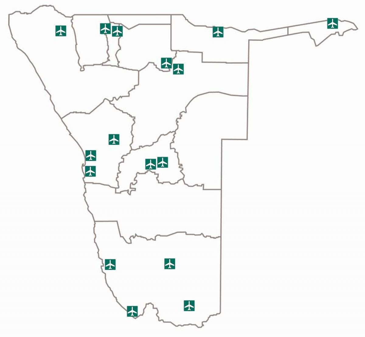 Mapa lotnisk w Namibii
