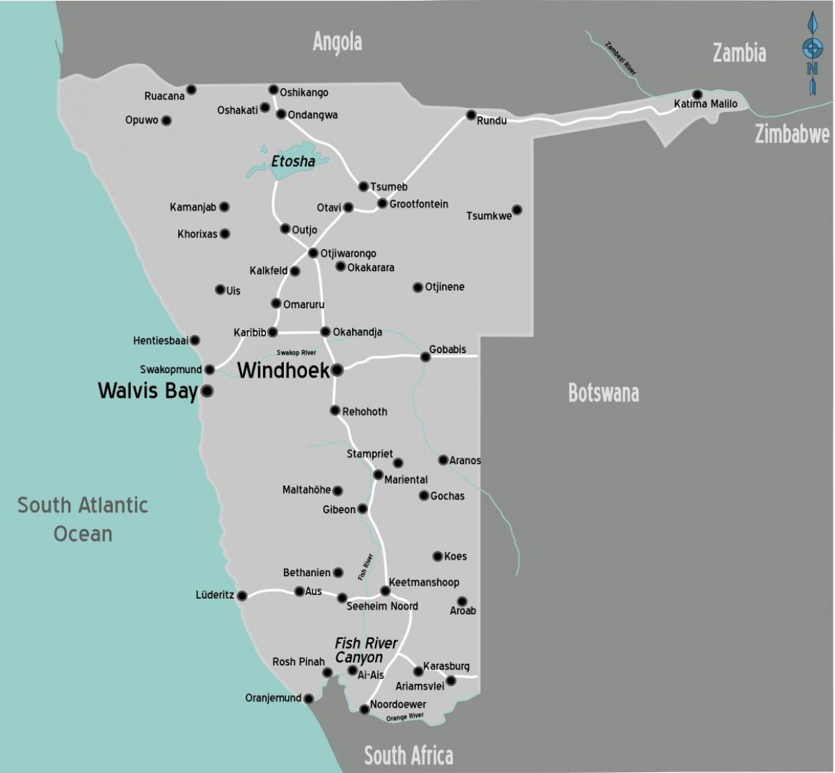 Mapa stacji BENZYNOWEJ Namibia