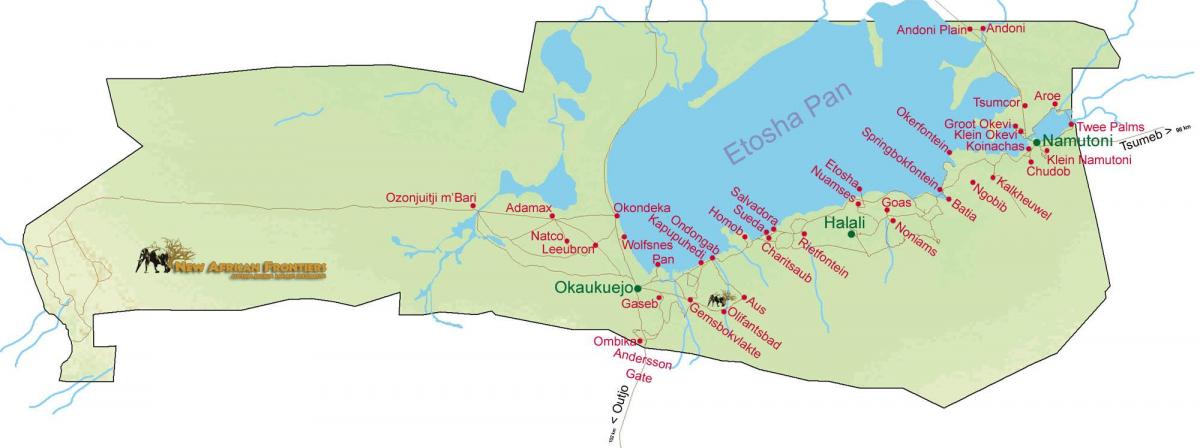 mapa park narodowy etosha w Namibii