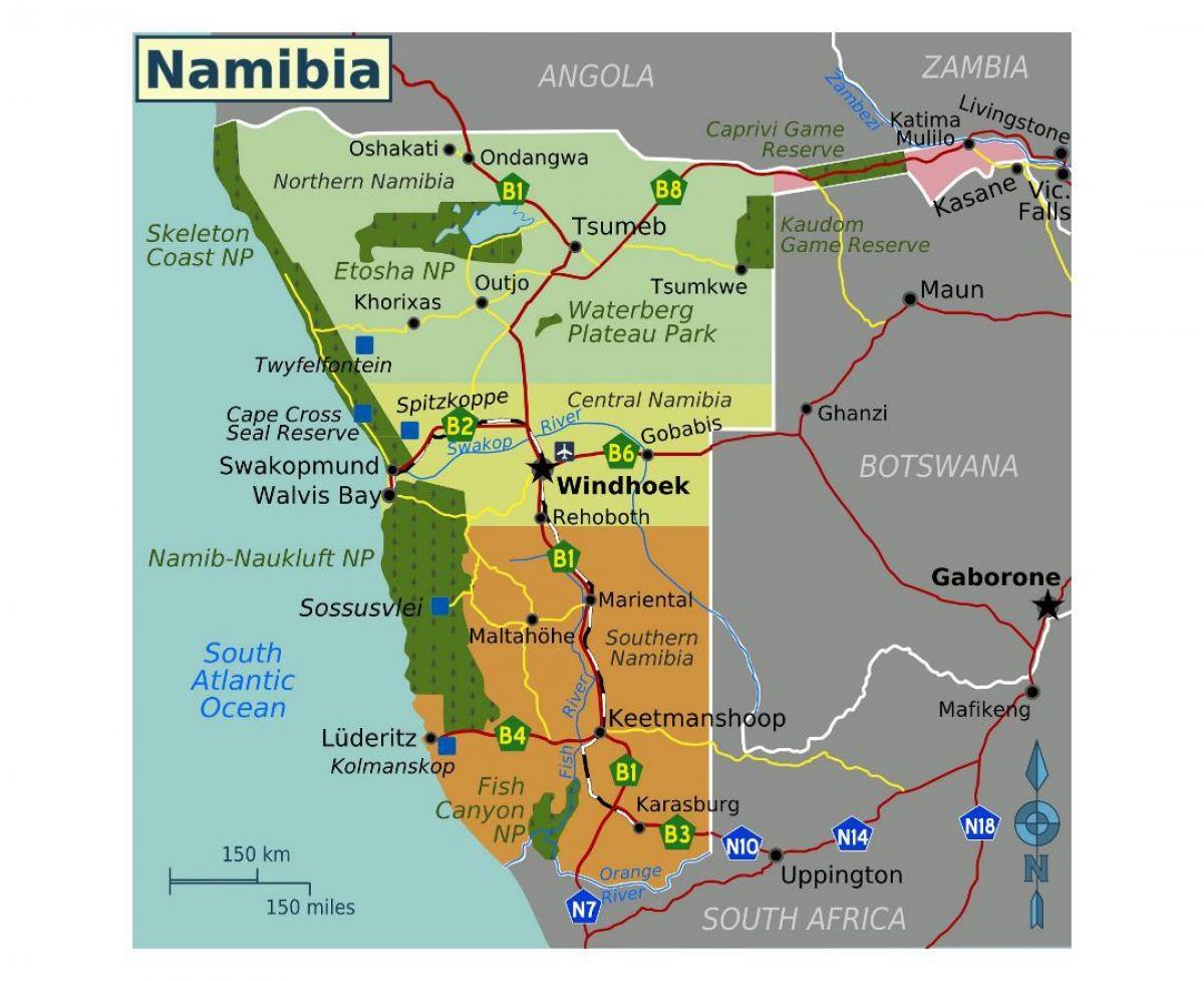 Mapa Północnej Namibii 